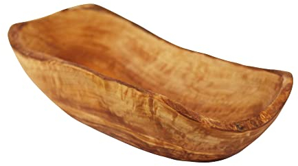 mitienda mit Liebe gemacht Cuenco para ensalada de madera de olivo ovalado, 27 cm, frutero, cesta de pan, cuenco grande de madera