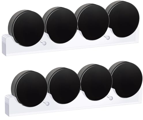 CroBlissful 2 Stück Acryl-Hockey-Puck-Display-Wandregal, Hockey-Puck-Vitrine, Halter für 4 Pucks, Ausstellungsregal für Hockey-Teamspieler, Trainer, Großvater, Vater