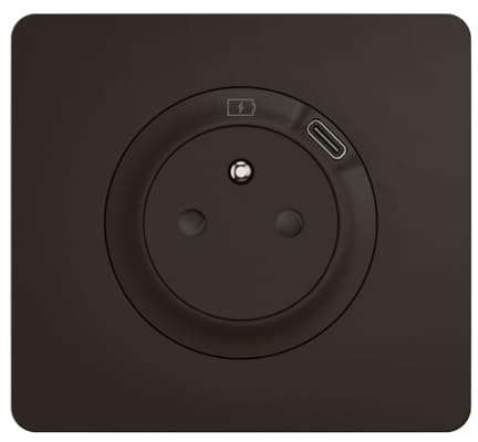 LEGRAND - Prise Electrique Murale avec Terre Céliane Surface avec Prise Chargeur USB 7,5W intégré + Plaque- Prise Affleurante avec Socle Rétractable - Noir