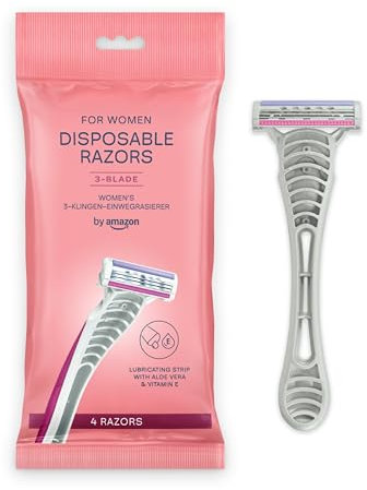 by Amazon Rasoi usa e getta a 3 lame da donna, colore rosa, confezione da 4