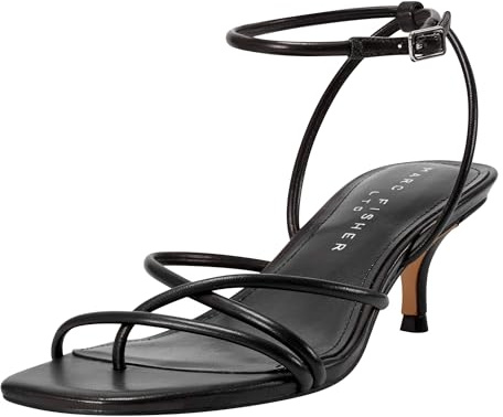 Marc Fisher LTD Women's Ballen Heeled Sandal, Black Leather 001, 6