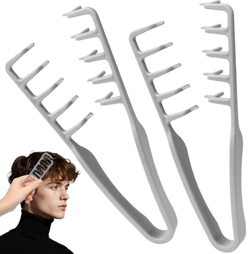 2 Stück Textur Kamm, Haarkamm Männer Frauen,Lockenkamm, Styling Kamm mit Texture Comb, Volumenwerkzeug für Wurzeln, Lifting Haarwurzeln Haarbürste, Sorgt für Volumizing im Haar an den Wurzeln