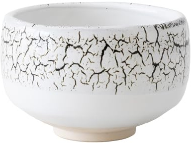 Asayu Japan Matcha Bowl – Midorizumi White Ceramic Chawan, Handmade in Gifu Japan, Wabi-Sabi Style Traditional Japanese Tea Ceremony Bowl