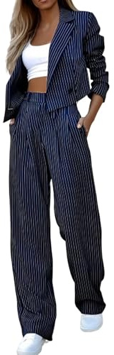 Richymfa Tailleur Donna Estivo Eleganti da Cerimonia Tailleur con Pantalone da Donna Aperto Davanti Formale Tuta Maniche Lunghe Completo di Pantaloni e Blazer Pantaloni e Giacca Autunno Invernale
