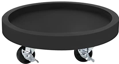 Carrito resistente para plantas con ruedas de goma, organizador redondo para interiores y exteriores, soporte móvil para flores con freno, bandeja de metal negro de 30 cm para un fácil transporte de