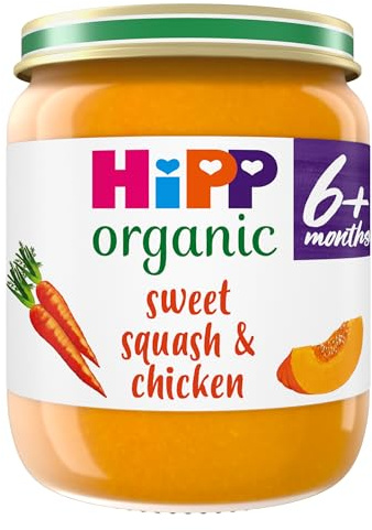 HiPP Organic Sweet Squash & Chicken Baby Food Jar 6+ Months 125g (Pack of 6)