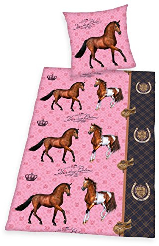 Herding`s Young Collection Horses Bed Linen, Pink, 135 x 200 cm