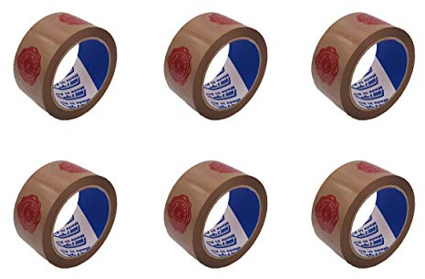 ACIT Nastro Adesivo marrone con Sigillo di Garanzia, Nastro per pacchi, Sigillo di garanzia adesivo, misura 66mt x 50mm (6 rotoli)