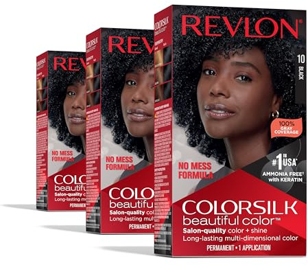 Revlon Colorsilk Beautiful Color Permanent Hair Color, (OLD VERSION) 10 Black (Pack of 3)