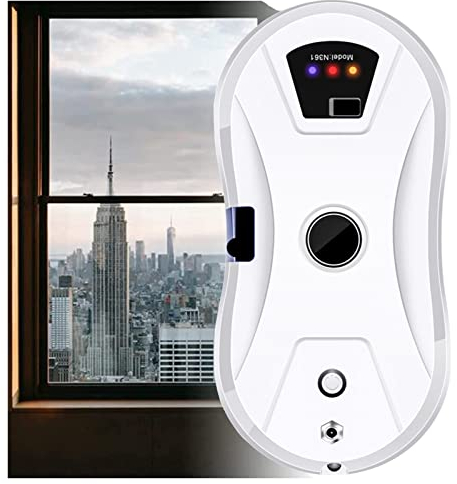 Niczu Robot Lavavetri, Tempo di Lavoro della Batteria 20 Minuti, Robot Elettrico Intelligente Lavavetri con Telecomando per Finestre Esterne per Interni,White