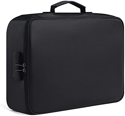 Geieold Sac à Documents Ignifuge avec Serrure Bureau à Domicile Voyage BoîTe de SéCurité Ignifuge et éTanche PoignéE Portable Stockage de Fichiers