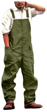 kawehiop Combinaison de travail pour hommes à la mode, Streetwear professionnel et confortable, pantalon de travail à bretelles amples en Polyester Durable, Armée verte, 5XL