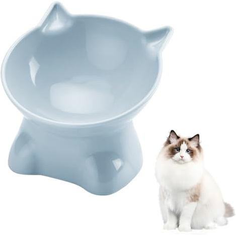 Ciotola per gatti rialzata per cibo e acqua, perfetta per animali domestici, gatti e cuccioli (grigio, tinta unita)