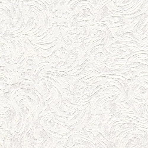 SOPHIE LAURENCE White Swirl Embossed Paintable Wallpaper - Luxury Textured Vinyl, Glossy Finish, Washable, 0.53m x 0.53m Sample