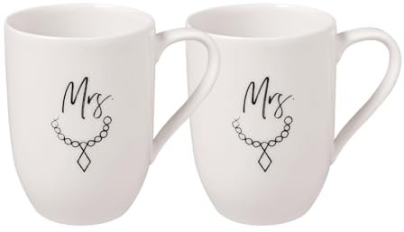 Villeroy & Boch – Set di Tazze Statement Mrs & Mrs, Set di 2 Tazze, 290 ml, Confezione Regalo, Tazze di Alta Qualità in Porcellana Premium, Perfetto per Coppie, Regalo per Matrimoni