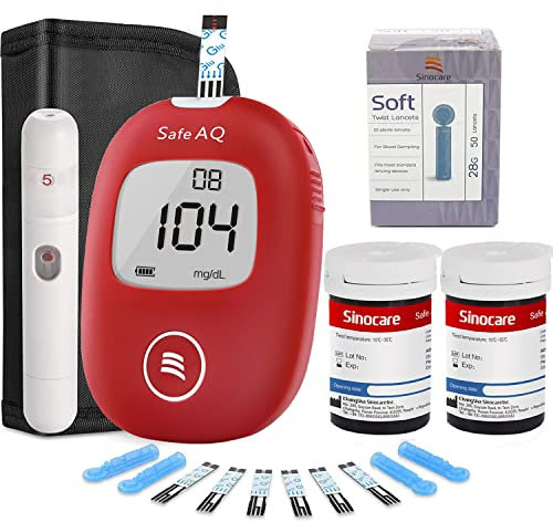 Glucometro, Misuratore di Glicemia, Controllo della Glicemia con 50 Strisce Reattive + 50 Pungidito Indolore per Diabetici - mg/dL