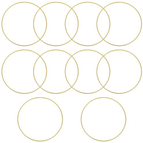 10 Pz Cerchio Metallo, 16 cm Cerchi per Acchiappasogni, Anelli in Metallo Dorato per Fai Da Te, Cerchi per Bomboniere, Anello Macramè, Cerchi in Metallo per Decorazioni Ghirlande Artigianato