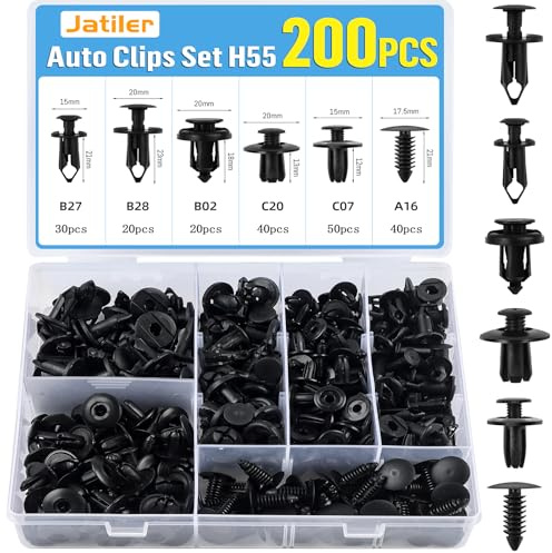 JatilEr 200 Pièces Clips de Fixation pour Voiture, H55 Rivet Plastique