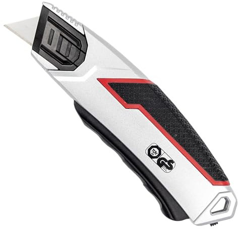 WEDO Cúter de seguridad de metal con hoja de retroceso, cuchillo de seguridad con palanca