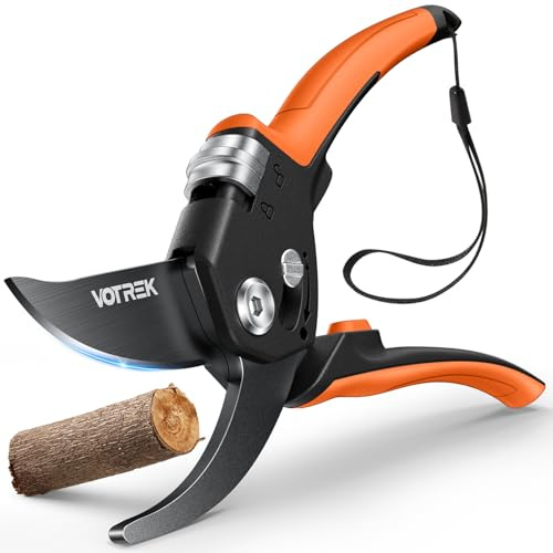 VOTREK® 8.5 Bypass Garden Secateurs for Weak Hands,【Patented Stepless Handle】Professional Pruning Shears, Heavy Duty Pruners Gardening Scissor for Grass Branch Plant Flower【Japanese SK5 Steel Blades】