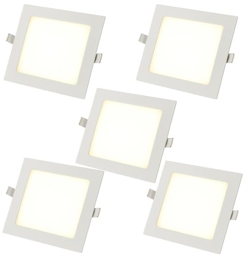 AntDau71® - 5 Pezzi Faretto LED da Incasso Quadrato 4200K Luce Bianca Naturale Ultra Sottile per Soffitto Cartongesso per Interno Esterno - Alta Luminosità e Design Moderno (6 Watt (11,5cm X 11,5cm))