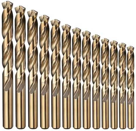 PATIKIL 13 Pack 1mm-13mm Drill Bit Set, Jobber Straight Shank Bits Kit M2 High-Speed Steel for Metal Steel Wood 135 Degree Split Point Gold Finish
