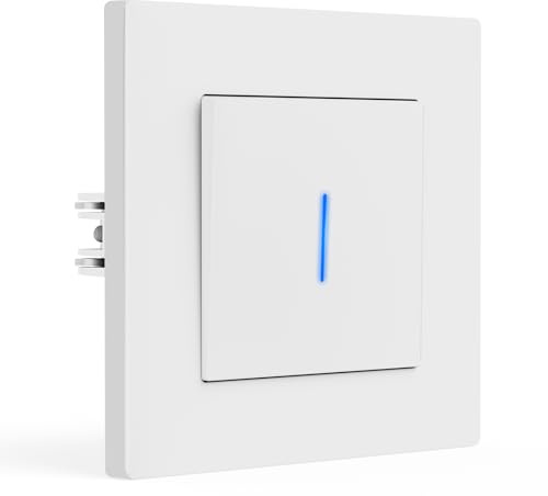 BSEED Interrupteur avec Griffes, Interrupteur Mural Avec Voyant Lumineux, installation facile, Cadre avant PC, 1 Gang 1 Voie, 86mm, Blanc