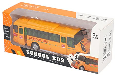 Segrehy Modelo de autobús Escolar de aleación de fundición a presión Amarillo, vehículo de Juguete Realista 1:32 con Luces y Sonidos para niños