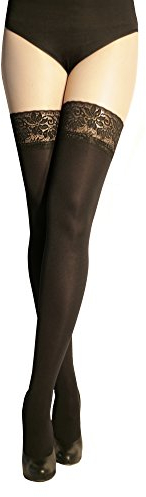 MARILYN Damen Chanel 100 Blickdichte Halterlose Strümpfe, Schwarz (Nero), M-L EU