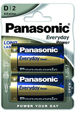 Panasonic D 1.5 V Pile Alkaline, 2 Pezzi