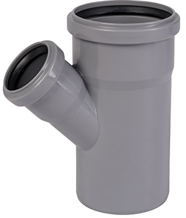 Ostendorf HT-Rohr Abzweig, Polypropylen (PP), 45° Grad, DN75/50, Staubgrau RAL 7037, 147mm/145mm/-1mm, 1 Stück