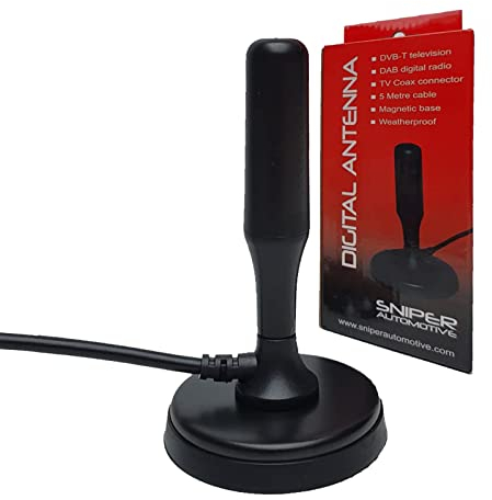 Portable Digital TV Roof Aerial, Magnetic Mount DVB-T Aerial for Motorhome Caravan Boat Car Freeview and DAB Antenna