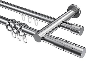 Interdeco Rundrohr-Innenlaufstange/Gardinenstange Chrom 20 mm Ø Platon Elanto, 360 cm