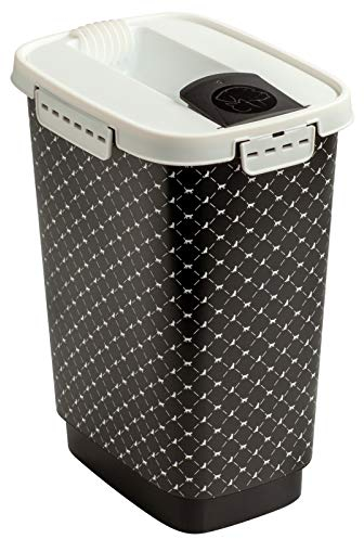 Rotho Cody Récipient pour aliments pour animaux domestiques de 10l avec couvercle, plastique alimentaire (PP) sans BPA, noir, 10l (24,3 x 17,9 x 32,2 cm)