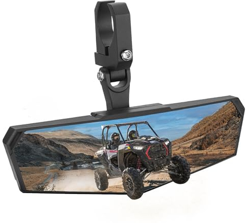 KEMIMOTO UTV Rear View Mirror, SXS UTV Mirror Clear View with 1.5-2 inch 360° Adjustable Low Profile Aluminum Clamp Compatible with Polaris RZR 1000 Pioneer Talon Kawasaki KRX Mule Can Am X3 Zforce