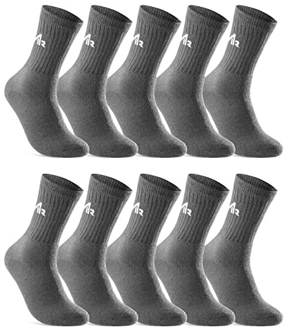 sockenkauf24 10 Pares Calcetines Deportivos Calcetines Tenis Calcetines Trabajo Hombre Mujer Algodón i1R (Antracita 43-46)