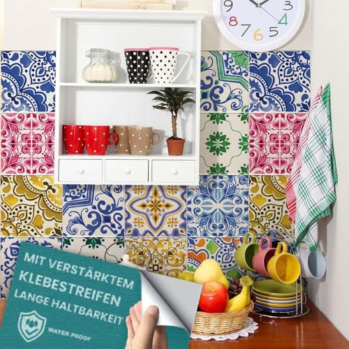 RE-COVERTILES - Fliesenaufkleber Küche und Bad PVC-Klebefliesen Regenmäntel Kratzfest Stickers Dekoration Wand Zementfliesen Peel and Stick - Modell 24 Stücke 10x10 cm PS00137 Made in Italy