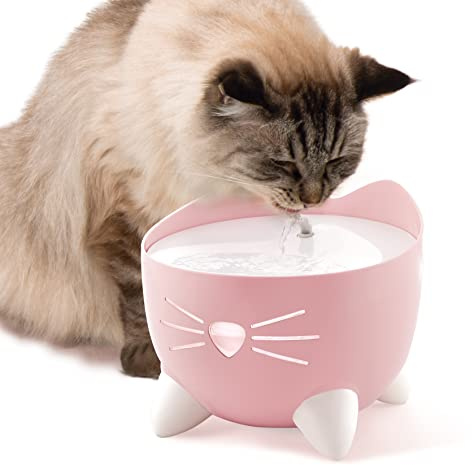 Catit PIXI Cat Drinking Fountain, Running Water Fountain, Pink