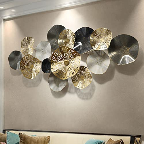 AOTTSD 3D Wandbilder Wanddeko Metall Schwarz und Golden Wohnzimmer Schlafzimmer, Wandschmuck Wandobjekt Handgemachte Wandskulpturen Schmiedeeisen Zierelemente Ornamente Geschenk