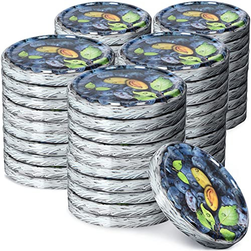 KADAX Schraubdeckel fi82 mm, Twist-Off-Deckel Set aus Metall, Ersatzdeckel für Einmachgläser, Deckel mit 6 Einrastzähnen für Sturzgläser und Einmachgläser (Pflaumen, 50 Stück)