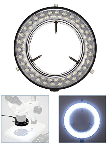 Luce Anulare LED per Microscopio Stereo, 56 LED, Luminosità Regolabile, DC12V 4.5W, 220V, Accessorio per Fotocamera