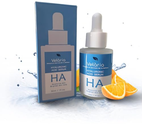 Velària Sérum Facial con Vitamina C y Ácido Hialurónico, 30ml - Mejora Elasticidad de la Piel, Antiarrugas, Efecto Tensor y Regenerante, Serum Anti Imperfecciones y Antiedad