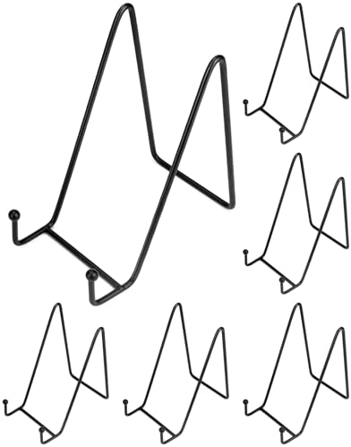 QWORK® 6 Pezzi espositori con cavalletto portapiatti in metallo, 6 pollici porta piatti, per piatti, opere d'arte, foto, espositori di libri
