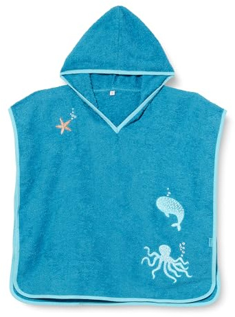 Playshoes unisex barn frotté poncho badrock handduk (1-pack), havsdjur, L
