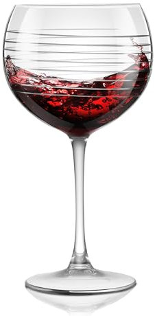 Joeyan 700ML Grande Copas de Vino Tinto O Blanco, Transparente Copa de balón de Vidrio Relieve de Rayas, Copas Gin Tonic para Cócteles, Regalos para Fiesta de Aniversario de Boda,Navidad,Cumpleaños