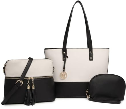 Miss Lulu Handtasche Damen Set Henkeltasche Sets große Frauen Shopper Bag Umhängetasche mit Quaste Geldbörse mit verstellbare Schulterrie handbags for women für Schule Arbeit Reise als Geschenk