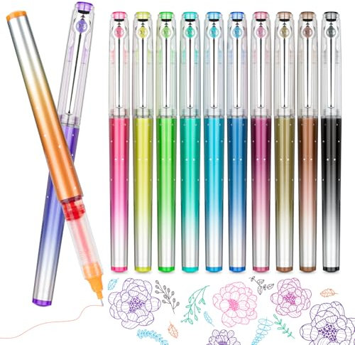DAPAWIN 12 Farben Tintenroller mit Flüssigtinte, 0,5 mm Fineliner Set Rollerball Pen, Kugelschreiber für Journaling, Schreibt, Zeichnen, Notizen, Schulsachen, Büro, Trocknet Schnell Gelstifte
