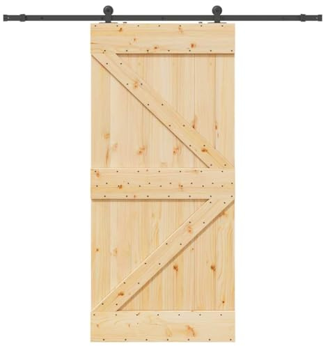 vidaXL Puerta corredera con herrajes madera maciza de pino 90x210 cm