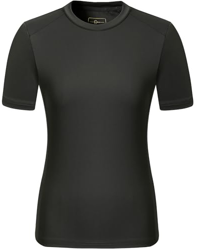 Covalliero - Damen T-Shirt Anniversary – Kurzarmshirt mit rundem Ausschnitt – atmungsaktives & körperbetontes Reitshirt – leichtes Sport Shirt – Reitbekleidung in Graphite – Größe L