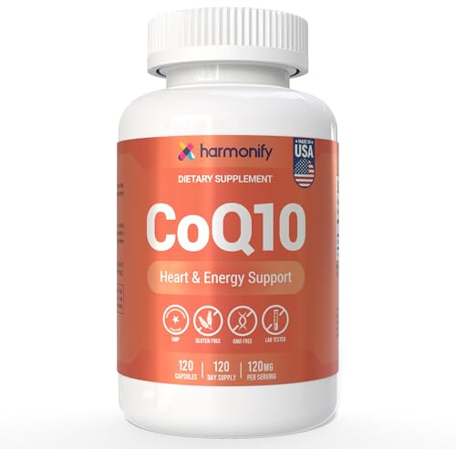CoQ10 Capsules 120mg High Absorption Coenzyme Q10 - Heart & Energy Support 120 Capsules for 120 Day Supply - Made in USA, Lab Tested, Gluten Free